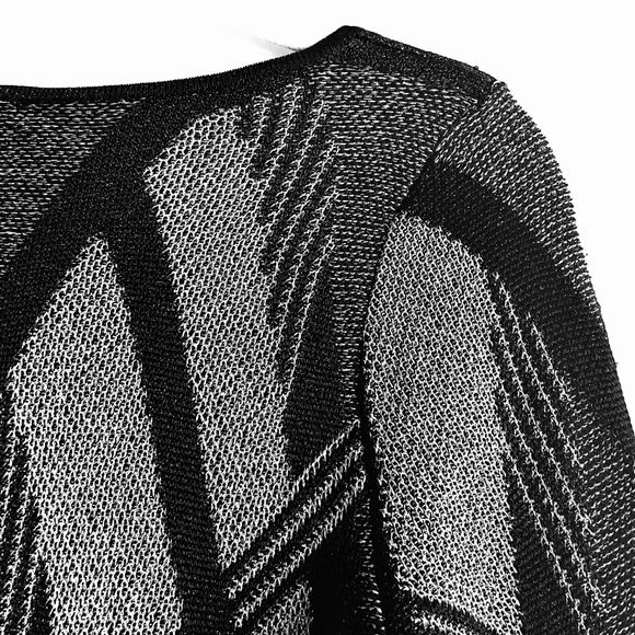 INC Asymmetric Hem Black And Silver Metallic Tunic Sweater Size M EUC - Picture 10 of 11